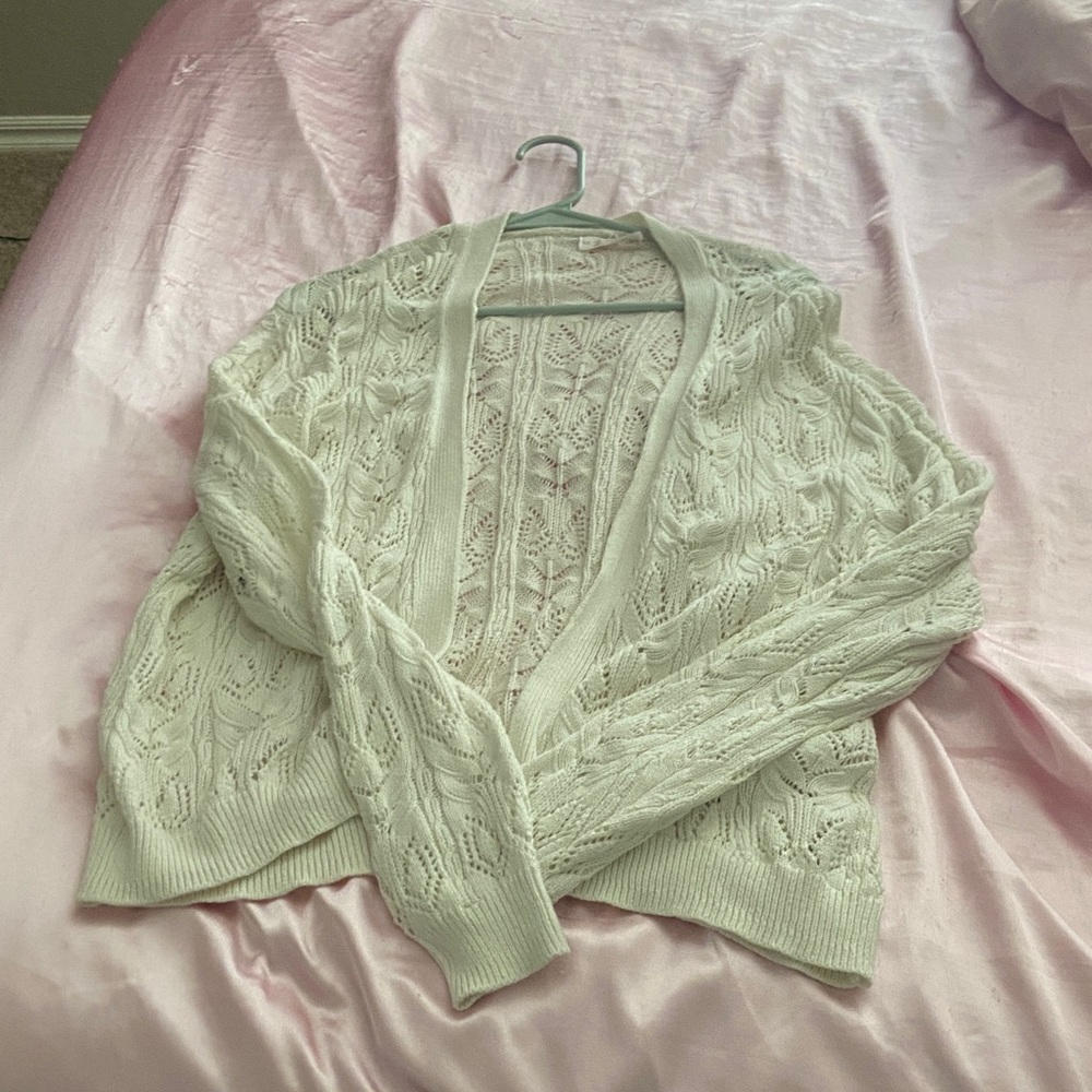 LC Lauren Conrad Cream Cable Knit Cardigan